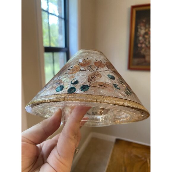 Yankee Candle Crackled Glass Floral Candle Shade Topper 4.5" - Picture 2 of 7